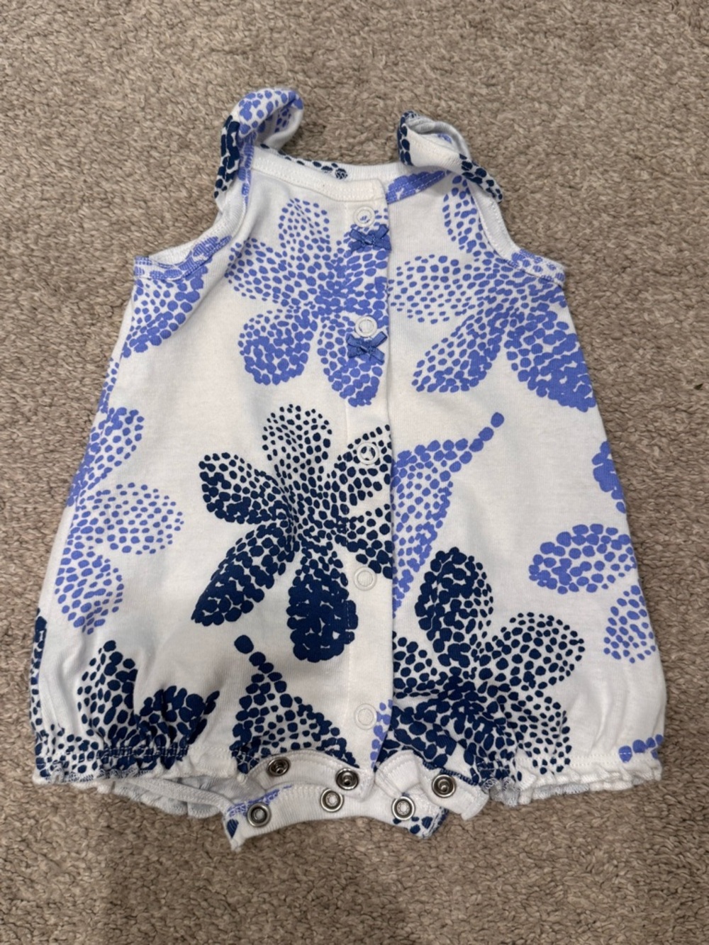 Carter's White Baby Romper with Blue Floral Print